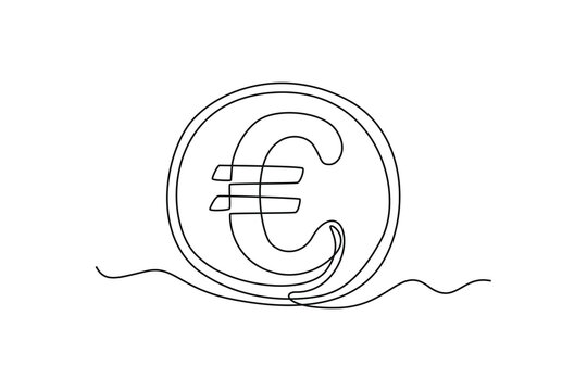 Single one-line drawing euro coin currency from Germany. Country currency concept continuous line draw design graphic vector illustration