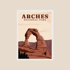 Foto op Plexiglas arches national park print poster vintage vector symbol illustration design © Sypit08