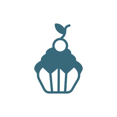 cupcake with cherry icon. filled cupcake with cherry icon from restaurant collection. flat glyph vector isolated on white background. Editable cupcake with cherry symbol can be used web and mobile
