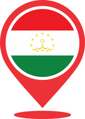 Fototapeta premium Tajikistan flag pin map 2023031353