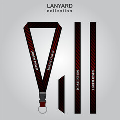 Red Black Line Lanyard Template Set for All Company