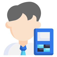 accountant flat icon,linear,outline,graphic,illustration