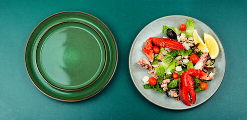 Seafood salad on a plate