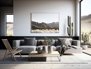 Minimalist interior design with clean lines, muted tones, and organic textures Generative ai