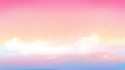 Pink colorful sky and white soft clouds floated in the sky on a clear day. Beautiful air and sunlight with cloud scape colorful. Sunset sky for background.