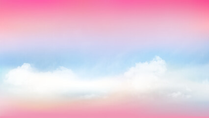 Pink colorful sky and white soft clouds floated in the sky on a clear day. Beautiful air and sunlight with cloud scape colorful. Sunset sky for background.