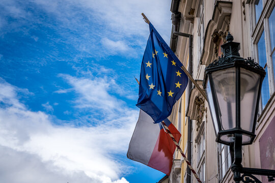 European Union and chzech republic flag
