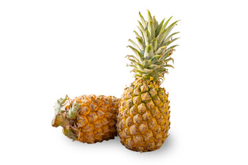 Ripe Pineapple fruit on white background. Product display. Organic farming concept.