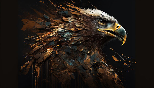 Eagle abstract wallpaper. Contrast background falcon in vivid colors generative ai