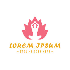 A soothing logo design featuring the silhouette of a woman in a yoga pose with a butterfly and flower, representing growth, transformation, and renewal
