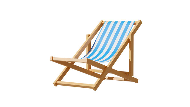 Deck Chair In Minimal Concept Summer Theme, PNG transparent background, ready for use, Beach set 3D , 3D Rendering