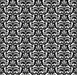 Fototapeta premium Floral pattern. Vintage wallpaper in the Baroque style. Seamless vector background. White and black ornament for fabric, wallpaper, packaging. Ornate Damask flower ornament