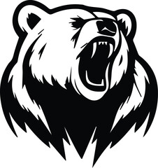 Grizzly Bear Monogram Logo Monochrome Design Style
 - obrazy, fototapety, plakaty