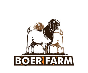 GREAT BOER GOAT LOGO, silhouette of big sheep standing vector illustrations