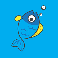 blue fish with a bubble