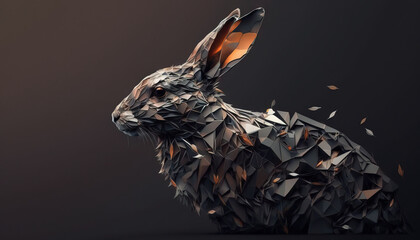 Rabbit animal abstract wallpaper. Contrast background bunny in vivid colors generative ai
