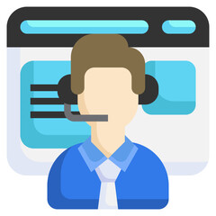 call center agent flat icon,linear,outline,graphic,illustration