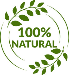 100% natural icon. Natural product. Vector illustration.