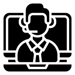 call center glyph icon,linear,outline,graphic,illustration