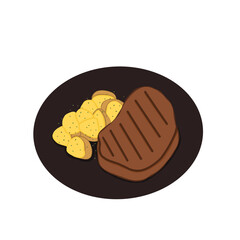 Steak Illustration. Food. Meat Dish.
