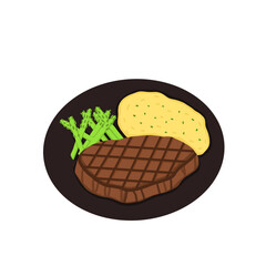 Steak Illustration. Food. Meat Dish.