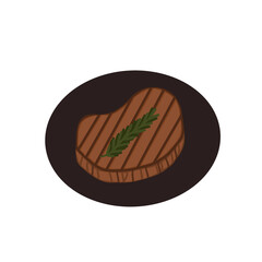 Steak Illustration. Food. Meat Dish.