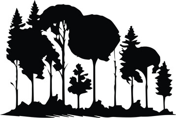 Forest Trees Silhouette Logo Monochrome Design Style
