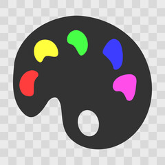 Cartoon Artist's palette with paint. Palette icon. Vector illustration isolated on background.
