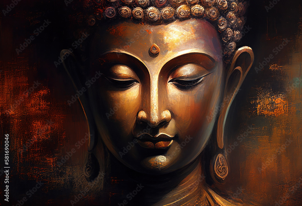 Wall mural buddha statue, oil painting, generative ai