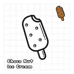 Children Coloring Book Object. Food Series - Peanut Chocolate Ice Cream
