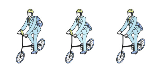 ヘルメット着用で自転車に乗る男性