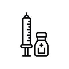 Black line icon for vaccine