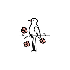 Bird sticker doodle vector illustration