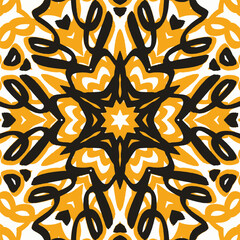 Abstract pattern of black and yellow ribbons.