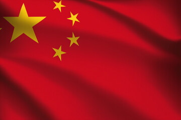 close up of the waving flag of China