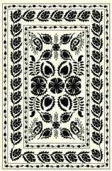 Suzani - a traditional textile product in Uzbekistan, a home interior element. Nowadays using for decorating fashion outfits and other creative elements.  - obrazy, fototapety, plakaty