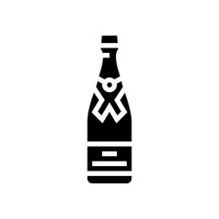champagne glass bottle glyph icon vector illustration