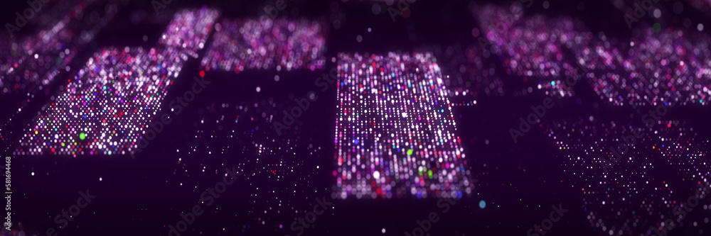 Poster Futuristic circuit board concept. Progressive IT technologies. Digital data flow concept. Big data visualization. 3d rendering.