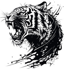 Drawn Lion. Natural colors. isolated in white background, Illustration.