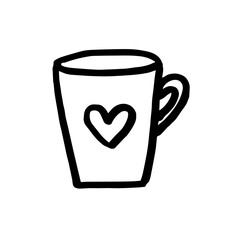 cup of coffee with heart hand drawing