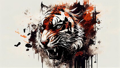 Roaring Majesty Tiger Brought to Life in the Style of a Legendary Artist, Perfect for Captivating Design Projects and Creative Inspirations, Generative AI, Illustration
