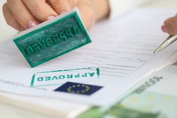 EU Schengen visa application and stamp approved document