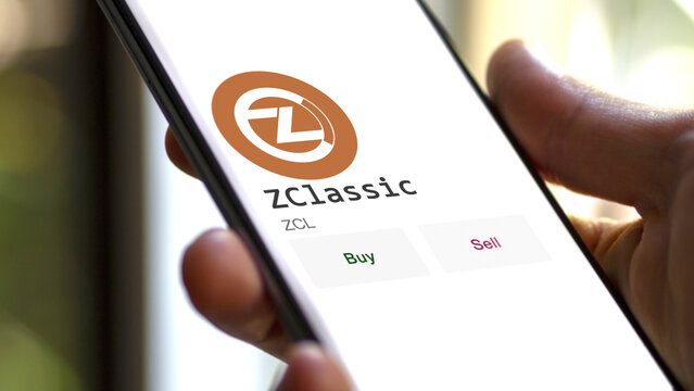 March 16 2023 London UK. An investor analyzing the ZClassic coin  to invest in ZCL