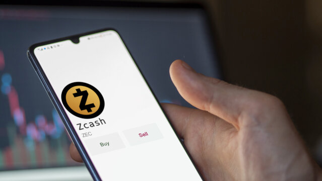 March 16 2023 London UK. An investor analyzing the Zcash coin  to invest in ZEC