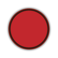 Red color circle sign isolated and blank, round shape convex icon with shadow, frame for design. Vector illustration