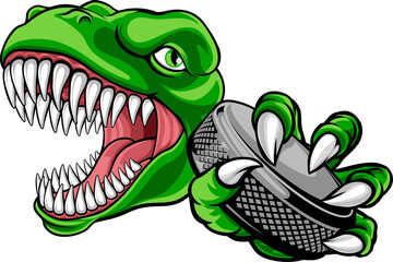 Dinosaur Ice Hockey Player Animal Sports Mascot © Christos Georghiou