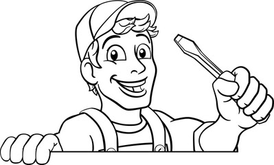Electrician Cartoon Handyman Plumber Mechanic