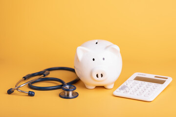 Financial for health concept, The idea of ​​saving money for healthcare, Close up stethoscope...