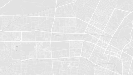 White and light grey Al Ain city area vector background map, streets and water cartography illustration.
