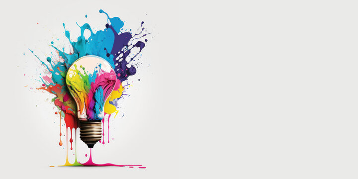 Light bulb, designed with a colorful and glowing appearance to represent the idea generation process. Generative AI
